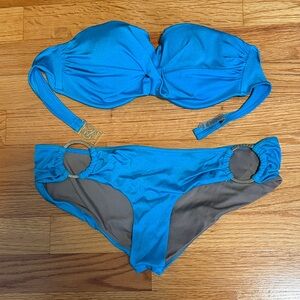 Victoria's Secret Turquoise Blue Bandeau Bikini Set